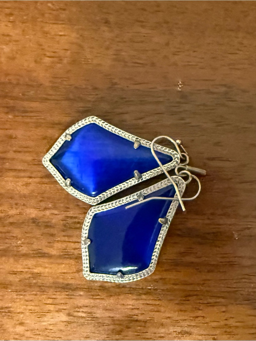 Kendra Scott Cobalt Blue Faceted Drop Earrings - Silver